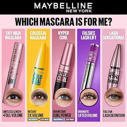 Maybelline New York Mascara, Highly Pigmented Colour, Long-lasting, Waterproof, Hypercurl , Black, 9.2ml - Image 2