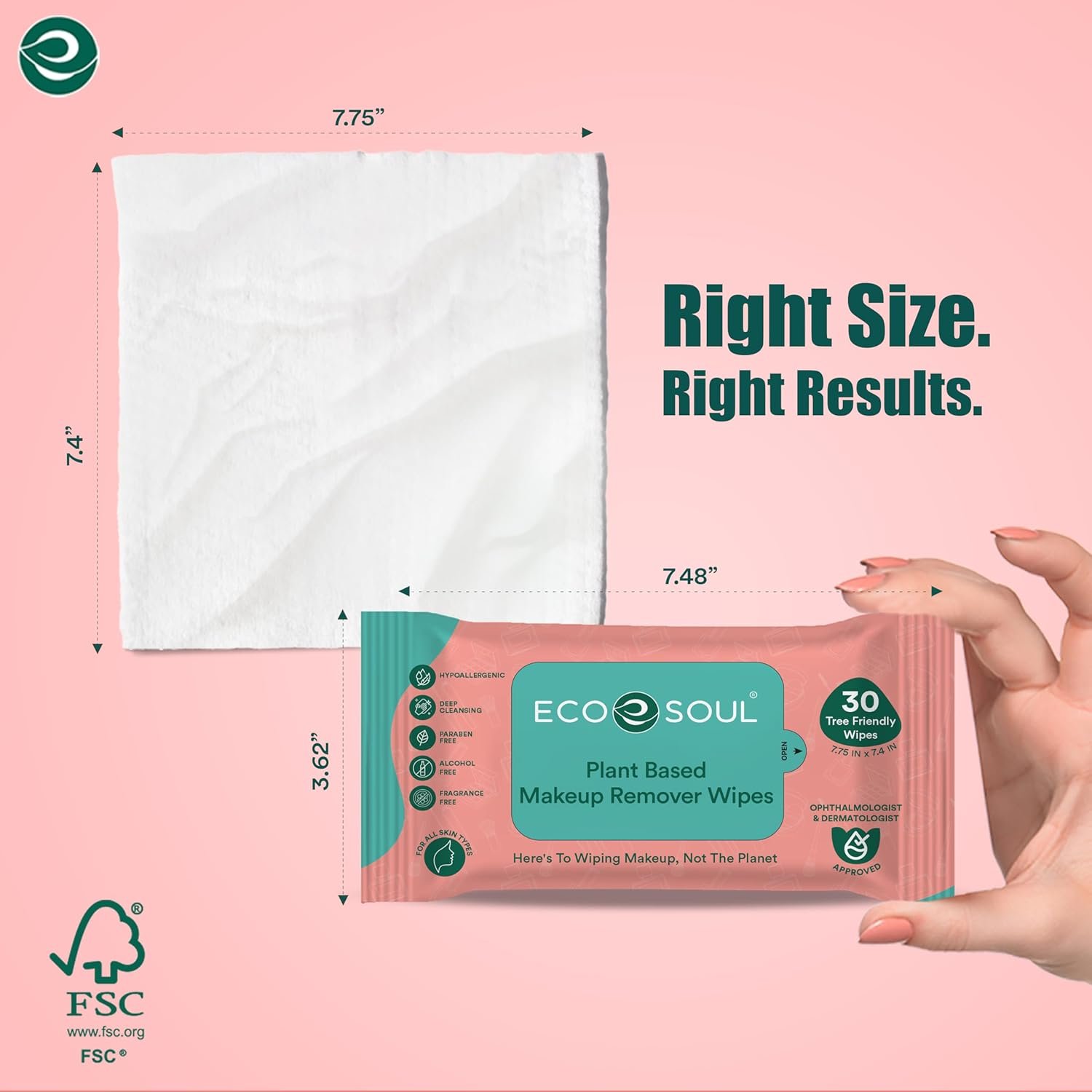 A close-up shot of a soft, textured makeup remover wipe being pulled from a sleek white product packaging.
