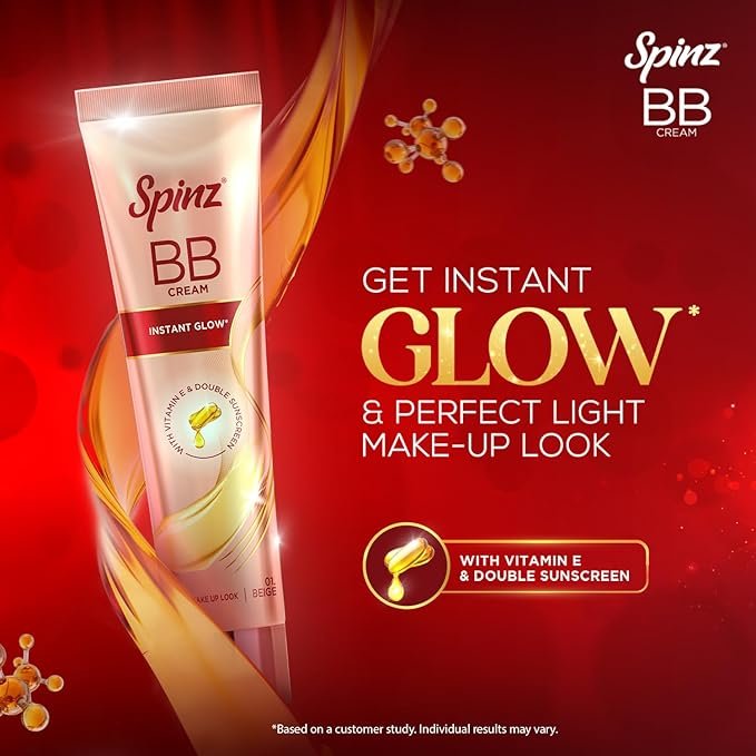 Spinz BB Cream | Instant Glow, Even Skin Tone & Natural Coverage | Lightweight, Non-Sticky Mousse Formula | With Vitamin E and Double Sunscreen Protection (29g) - Image 4