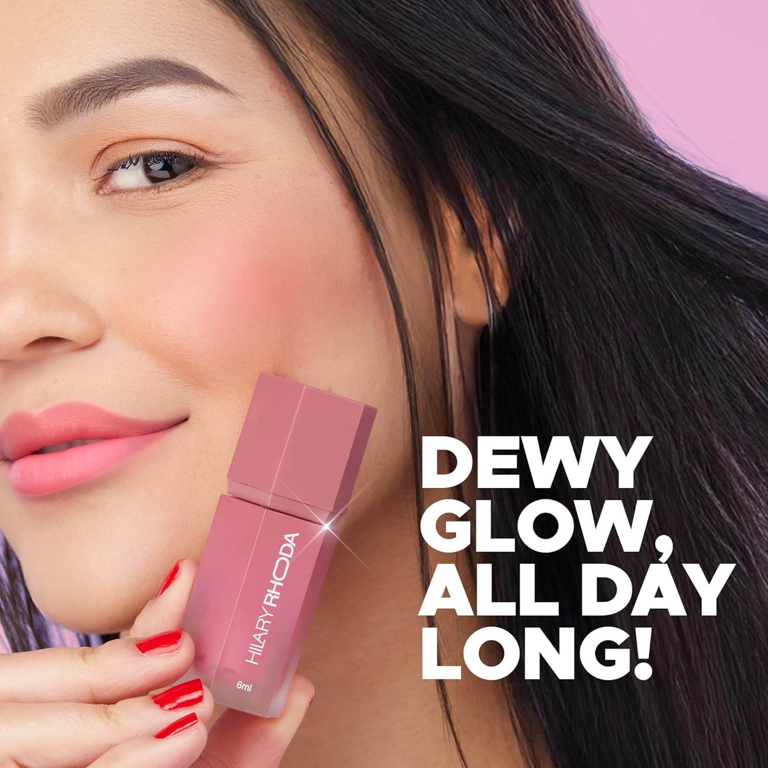 Hilary Rhoda Blush Love Liquid Blush For Women | Highly Pigmented Blush | Super Dewy Finish | Built-in Sponge | Easy to Apply | Available in 6 Shades | Cruelty-free & Vegan | All Day Wear | Buildable Formula & Leak-Proof - 6ml (Drama | Shade 02) - Image 2