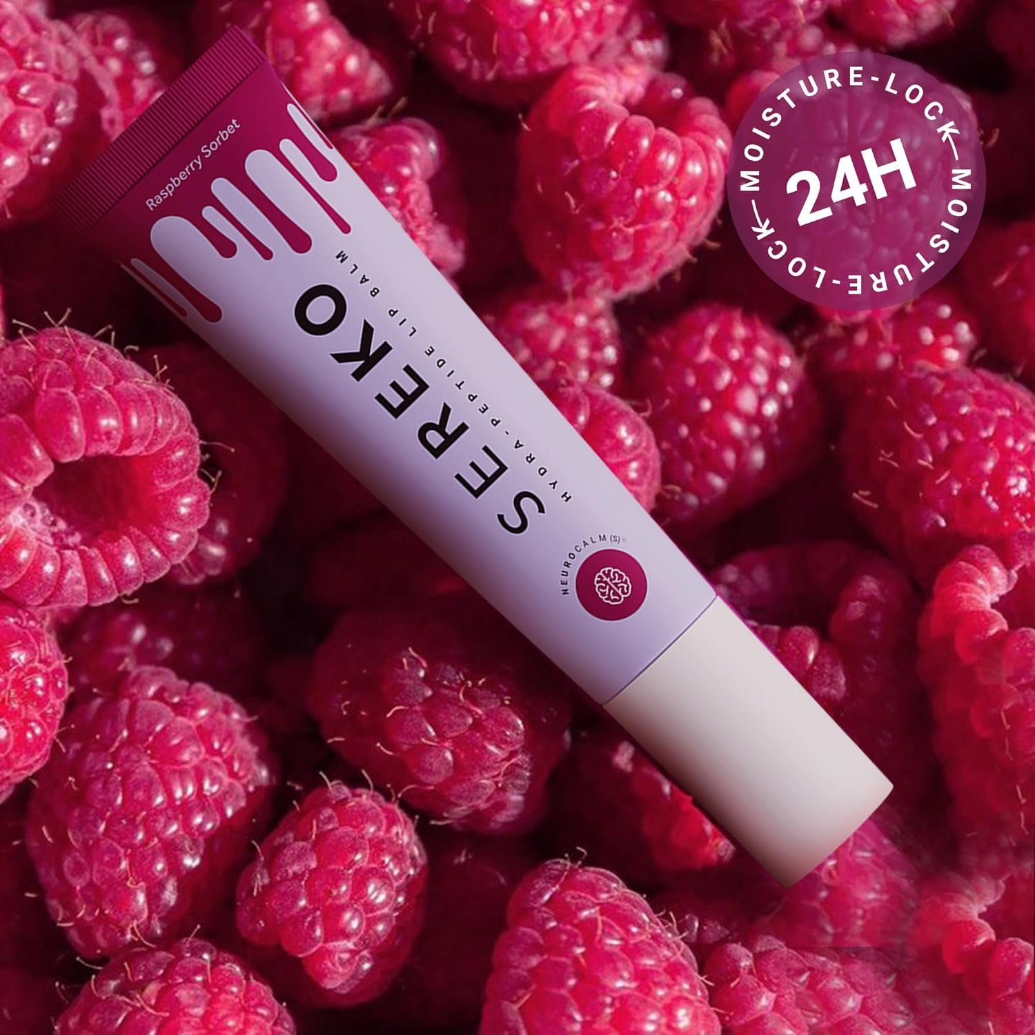 SEREKO Hydra Peptide Tinted Lip Balm | Ceramides & Squalane | 24H Moisture Lock, Plumps & Smooths | For Dry & Chapped Lips | Raspberry Sorbet | 8 g - Image 4